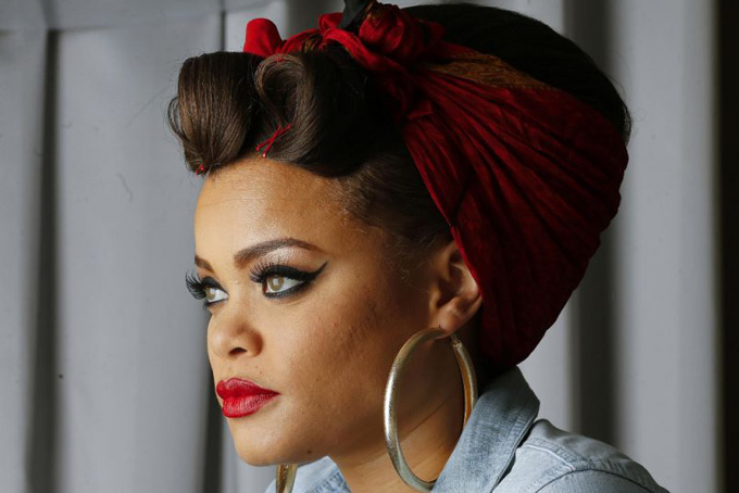 In this Jan. 24, 2016 photo, recording artist Andra Day poses for a portrait in Atlanta. The 31-year-old soulful singer is nominated for two Grammys for Best R&B Album for her debut album “Cheers to the Fall” and her... (AP Photo/John Bazemore)