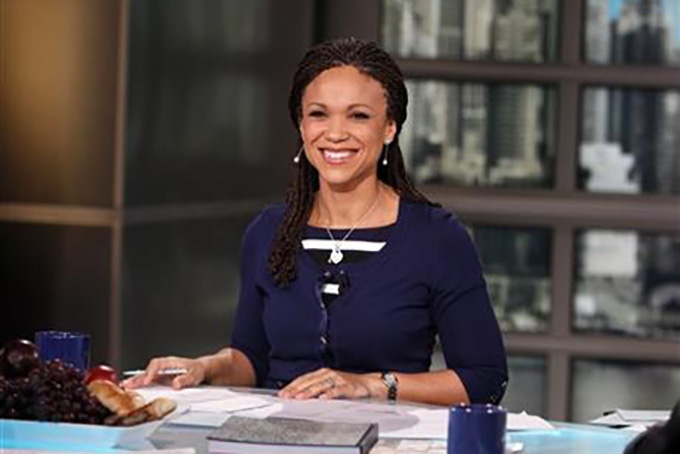  In this Feb. 18, 2012, file photo, provided by MSNBC, Melissa Harris-Perry appears on the set of her self-titled show in New York. Melissa Harris-Perry and MSNBC are going their separate ways. (Heidi Gutman/MSNBC via AP, File)