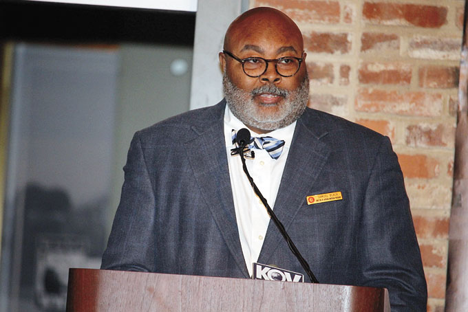 SAMUEL BLACK of the Senator John Heinz History Center speaking at the Feb. 1 press conference about the gala’s importance.