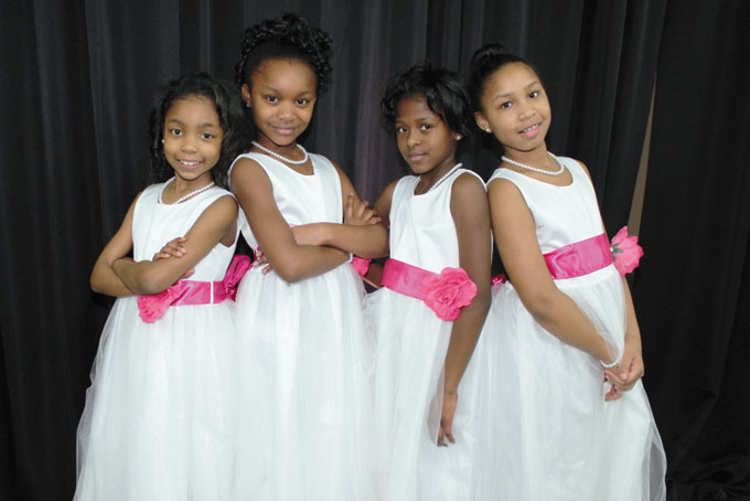 THE PROPER ETIQUETTE—A Second Chance, Gwen’s Girls and Three Rivers Youth came together to present a formal affair for Pittsburgh area youth. Many of the youth are in the foster care system. The event, “Dance for Life,” took place Feb. 6 at the Rhonda D. Wright Family Center in Homewood. For several weeks, 27 young girls went through a variety of activities, including etiquette training, which led up to their debut at the “Dance for Life.” Twenty-seven young men were selected to greet and escort the young ladies. This was a first and unforgettable moment for many of these youth. Pictured above are four of the young ladies who enjoyed the dance. From left: Janyia McBroom, Kaylynn Hogan, Jacquelin Shepard and Shaneek Carson. (Photos by J. L. Martello)