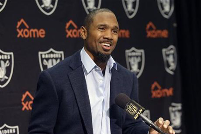 In this Dec. 24, 2015, file photo, Oakland Raiders cornerback Charles Woodson, speaks at a news conference after an NFL football game against the San Diego Chargers in Oakland, Calif. (AP Photo/Marcio Jose Sanchez/File)