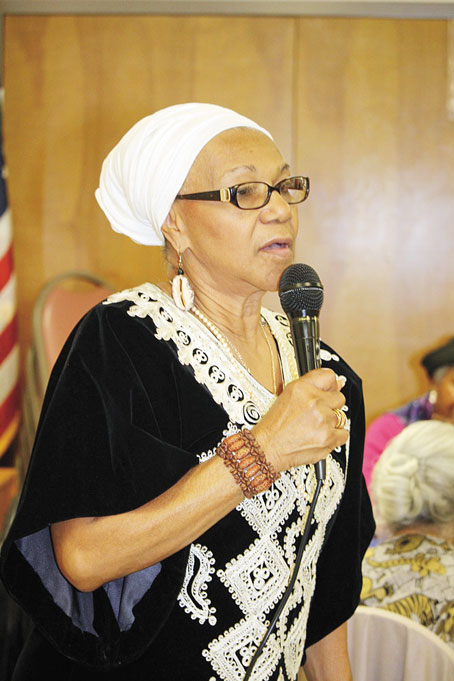 JEAN SIMMONS MORRIS tells the grandmothers about Africa and the church that she visited.