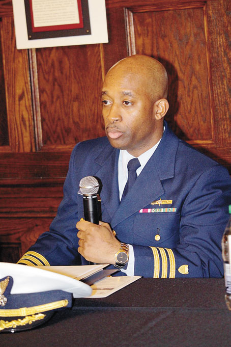 COMMANDER LEON McCLAIN JR. U.S. Coastguard speaks on the Coast Guard. 