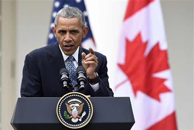 President Barack Obama speaks during a joint news conference with Canadian Prime Minister Justin Trudeau in the Rose Garden of White House in Washington, Thursday, March 10, 2016. (AP Photo/Susan Walsh)