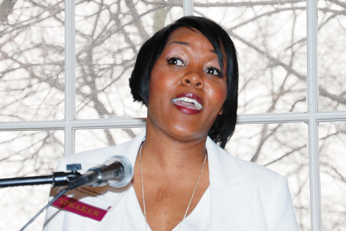 SHARING KNOWLEDGE—Arlinda Moriarty, owner of Moriarty Consultants provides knowledge during a busy Women’s History month for her business. (Photo by Diane I. Daniels)