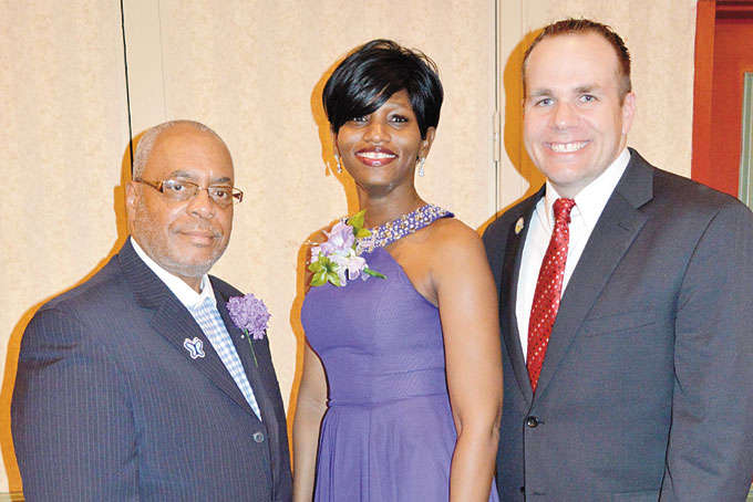 AWARDEES WITH COUNTY COUNCILMAN—Brother Melvin Hubbard El, Erica Upshaw-Givner and the Hon. Tom Baker