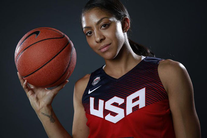 FILE - In this March 9, 2016 file photo, basketball player Candace Parker poses at the 2016 Team USA Media Summit, in Beverly Hills, Calif. Candace Parker was shocked and disappointed when she learned that she will not be on the U.S. women's basketball Olympic roster. The 30-year-old forward was informed of USA Basketball's decision not to include her for Rio last week. The two-time WNBA MVP helped the Americans win the gold medal in the past two Olympics.Parker told The Associated Press on Tuesday, April 26, 2016, that she was surprised by the choice. (AP Photo/Damian Dovarganes, File)