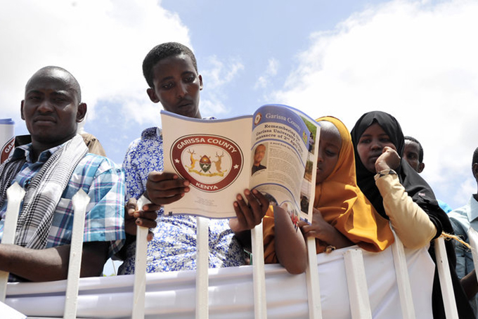 MEMORIAL CEREMONY—Kenyans take part in the memorial ceremony at Garissa University, Garissa, Kenya, Saturday, April 2, 2016. (Ap Photo/Kevin Midigo Credit: The Associated Press