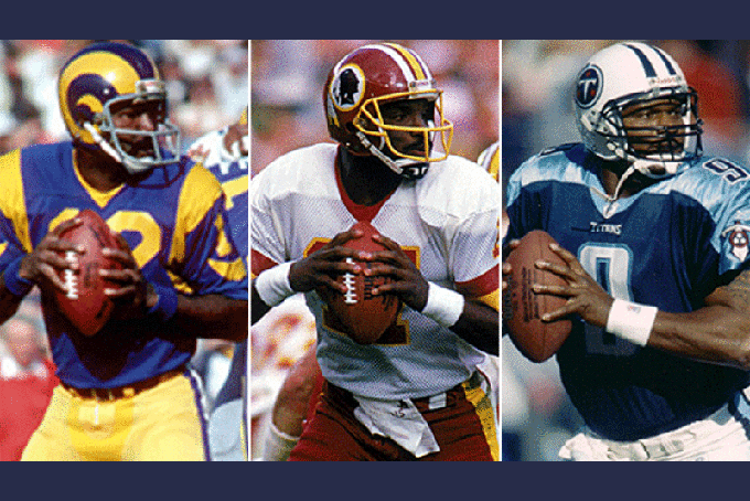  (L-R) Former SWAC quarterbacks, James Harris (Los Angeles Rams), Doug Williams (Washington Redskins), and Steve McNair (Tennessee Titans) are listed on the ballot as ESPN.com's Rank'Em: asks fans to rank the top ten African-American QBs of all time. Courtesy: SWAC.org Vie
