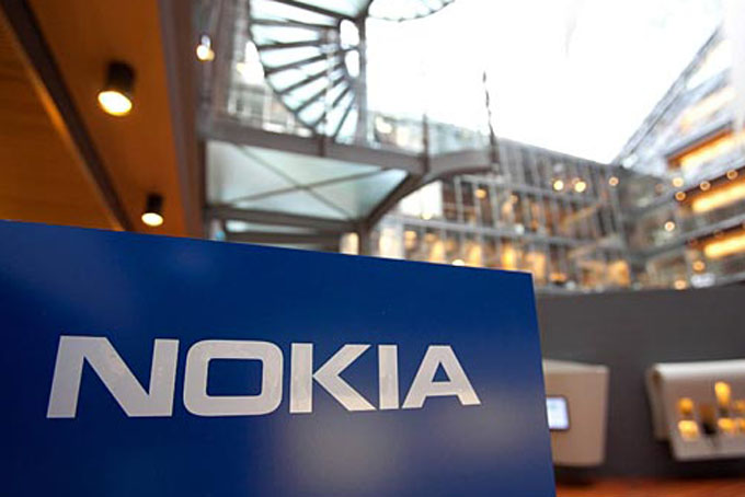 The Nokia company logo sits on display at their headquarters in Espoo, Finland. (AP, File)