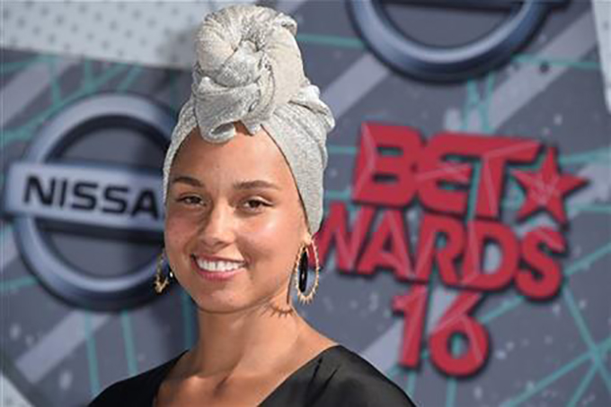Alicia Keys arrives at the BET Awards at the Microsoft Theater on Sunday, June 26, 2016, in Los Angeles. (Photo by Jordan Strauss/Invision/AP)