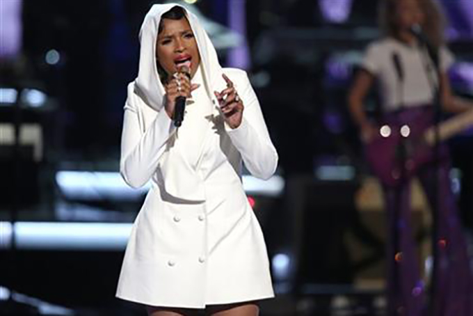 Jennifer Hudson performs “Purple Rain” during a tribute to Prince at the BET Awards at the Microsoft Theater on Sunday, June 26, 2016, in Los Angeles. (Photo by Matt Sayles/Invision/AP)