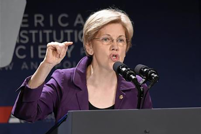In this June 9, 2016 file photo, Sen. Elizabeth Warren, D-Mass. speaks in Washington. (AP Photo/Nick Wass)
