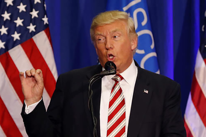 Republican presidential candidate Donald Trump speaks at a campaign rally in West Bend, Wis., Tuesday, Aug. 16, 2016. (AP Photo/Gerald Herbert)