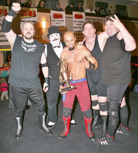 From left: Vinnie Stone, Mayor Mystery, Jay Flash, Bobby Badfingers and Tommy Faime celebrate after winning the Joe Abby Memorial Tournament this past March.
