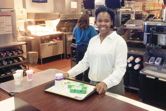 FROM CREW PERSON TO GM—Cameo Faust worked her way up from crew person to general manager at a McDonald’s franchise in the Atlanta-area. Faust also attends McDonald’s Hamburger University. (Cameo Faust)