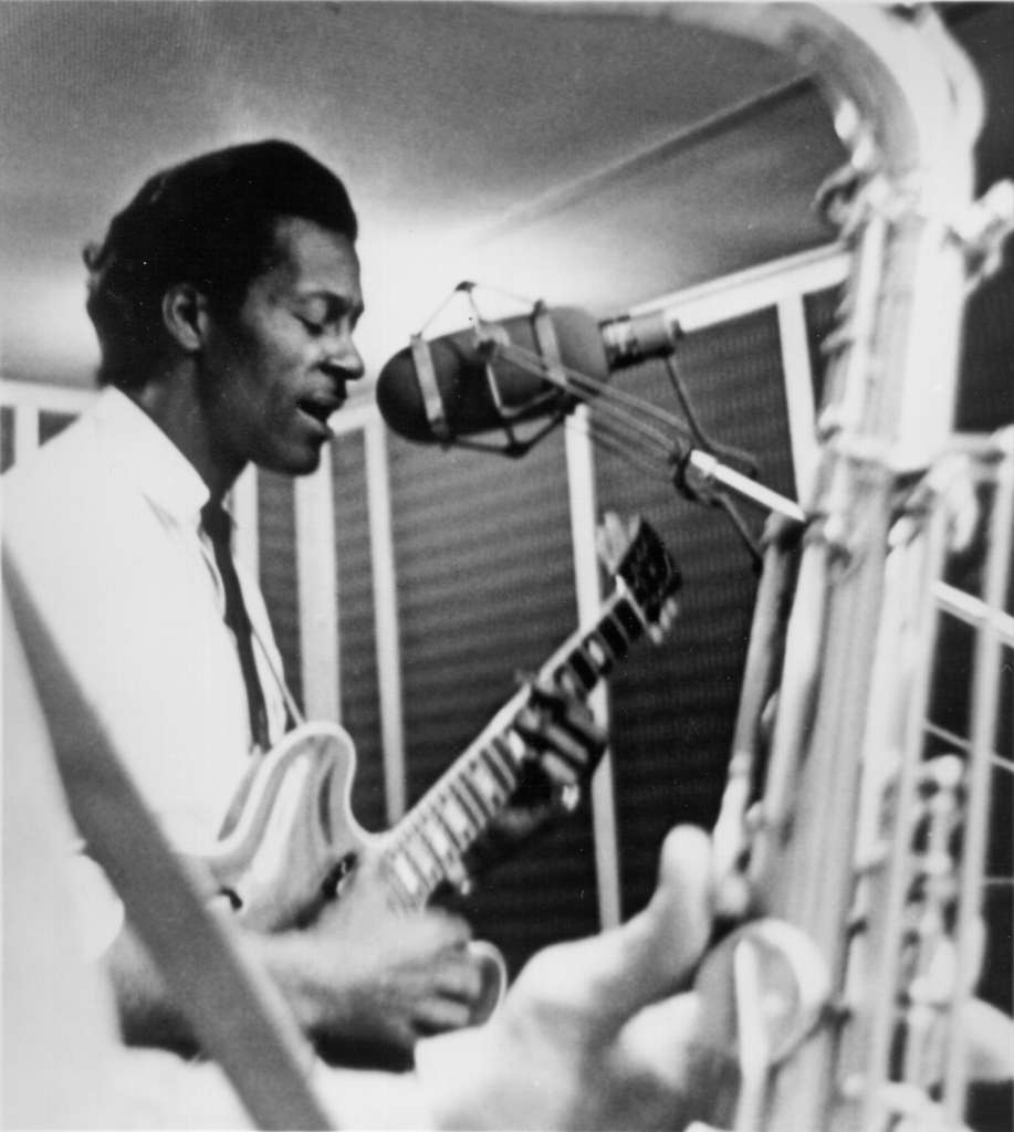 Chuck Berry in Chess Records recording studio circa 1960 in Chicago. (Photo: Michael Ochs Archives/Getty Images)