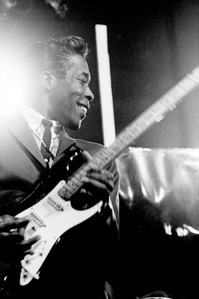American guitarist and singer Buddy Guy in London, 1965. Photo: Val Wilmer, Getty Images