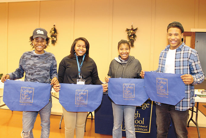 DEDICATED STUDENTS—Westinghouse students taking part in the College in High School Program are, from left: Chantel Burris, Mya Alfred, Jasmine Dorsey and Jeremih Nash. (Photos by J. L. Martello) 