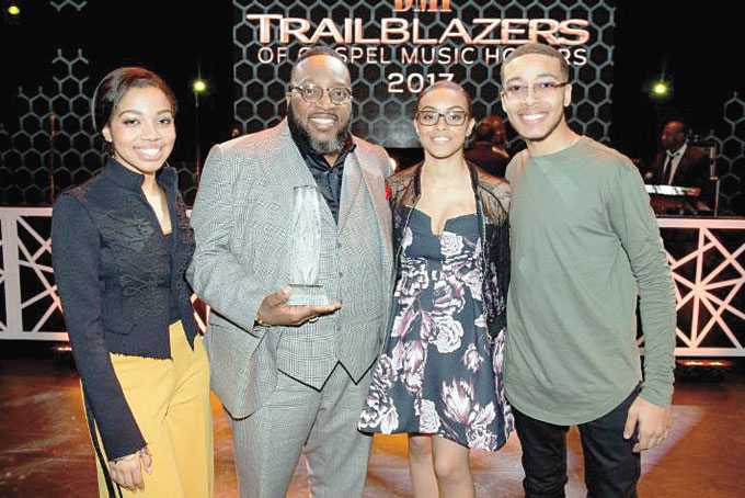 FAMILY SUPPORT—Marvin Sapp, second from left, with his family at the BMI Trailblazers of Gospel Music Honors.  