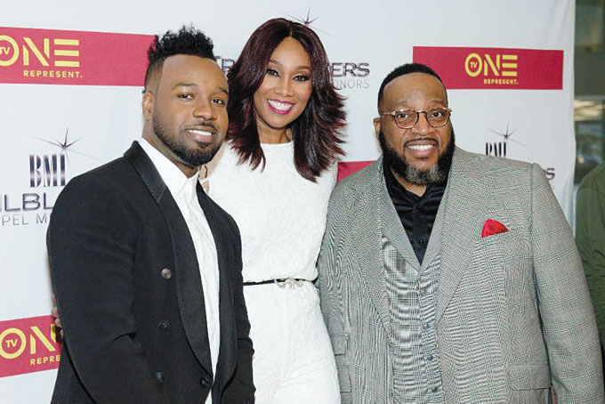 KEY PERSONALITIES—From left: VaShawn Mitchell, Yolanda Adams and Marvin L. Sapp attending the 2017 BMI Trailblazers of Gospel Music Honors event in Atlanta. (Photo Credit: Paras Griffin/Getty Images for BMI/Marcus Ingram for TV One)  