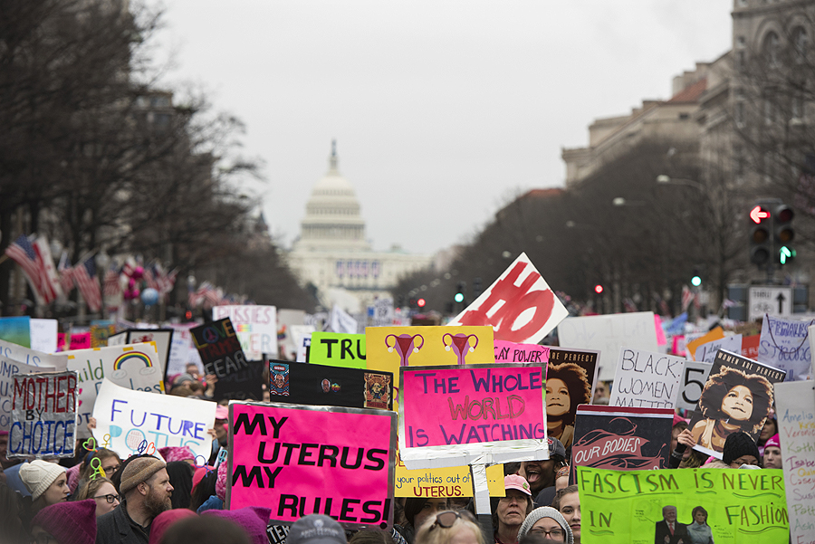 Marchers flood Pennsylvania Avenue during the Women’s March on Washington in Washington D.C. (Photo by Martha Rial for PublicSource)