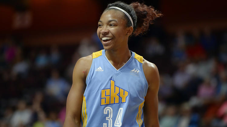 Imani Boyette during the second half of a game against the Sun. (Jessica Hill / AP)