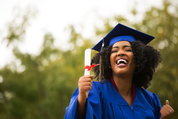 Young African American Woman at graduation.