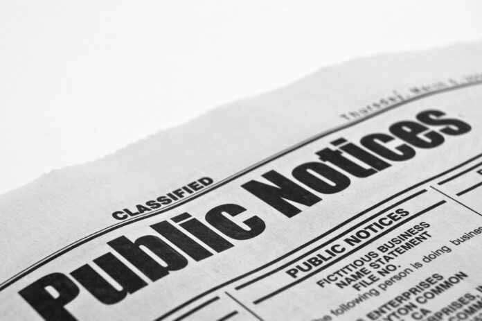 Legal Advertising – Public Notices 7-22-2026