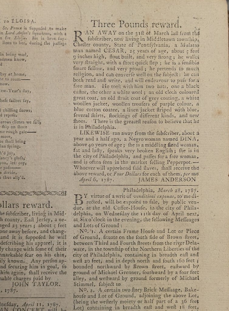 A yellowed page from an old newspaper